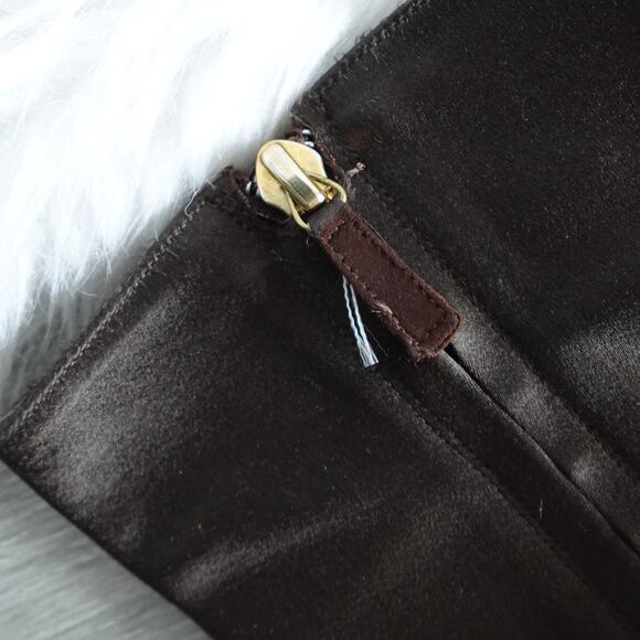 Ralph Lauren Purple Label Brown Satin Knee High Convertible Ankle Boots - Picture 12 of 16